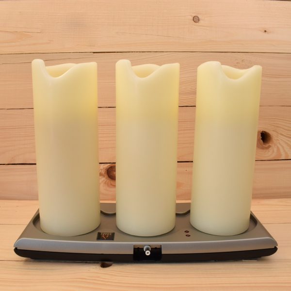 3" x 8" - Set of 3 Rechargeable Wax LED Pillar Candles – Remote Control Enabled (SC1902-3)