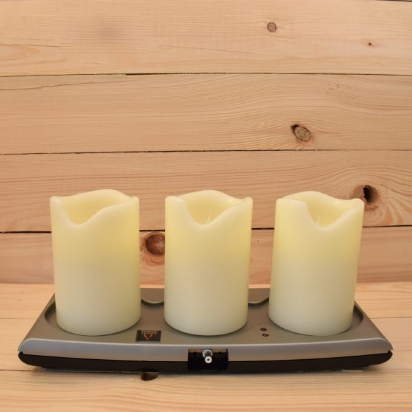 3" x 4.5" - Set of 3 Rechargeable Wax LED Pillar Candles – Remote Control Enabled (SC1900-3)