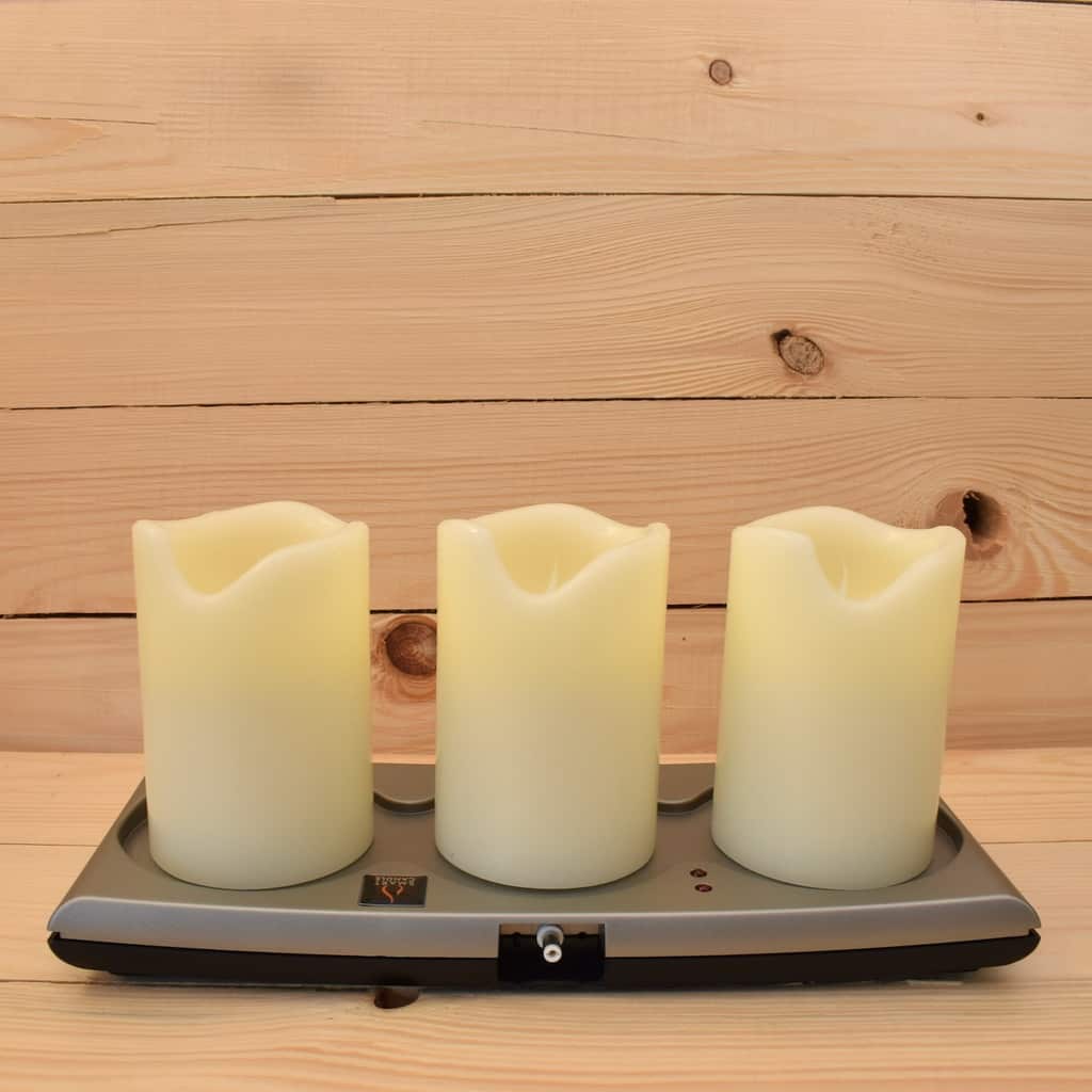 3 x 4.5 Set of 3 Rechargeable Wax LED Pillar Candles Remote