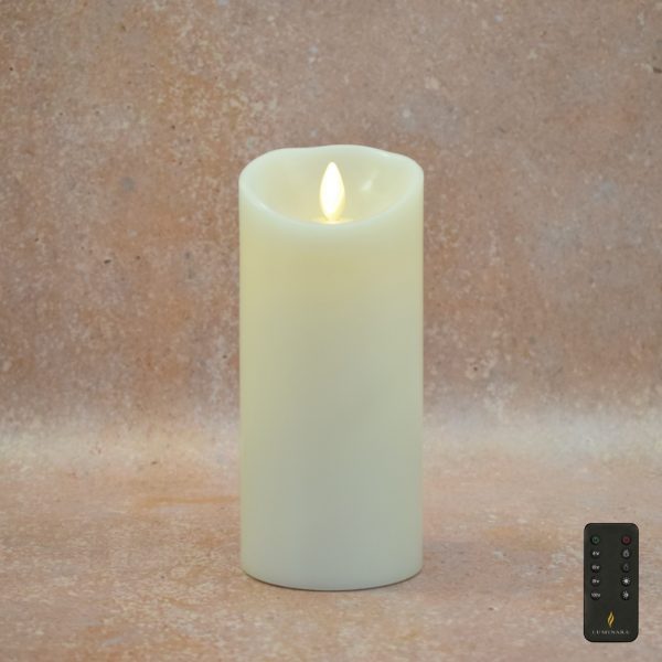 3" x 7" Ivory Luminara Wax Pillar Candle - Remote Control Enabled (SLUM37-I)