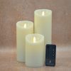 Set of 3 - 3" (diam) Ivory Wax Luminara Candles inc Free Remote (SLUM3-SET)