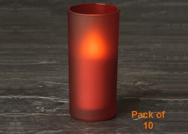 Red Frosted Glass & Battery operated candle SC2200