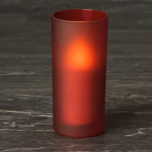 Red Frosted Glass & Battery operated candle SC2200