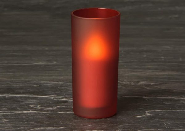 Red Frosted Glass & Battery operated candle SC2200