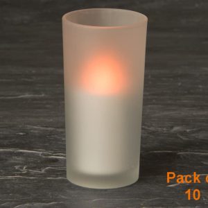 White Frosted Glass & Battery operated candle SC2201