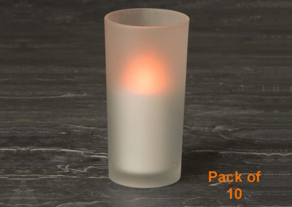 White Frosted Glass & Battery operated candle SC2201