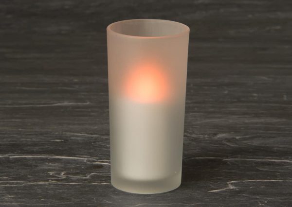 White Frosted Glass & Battery operated candle SC2201