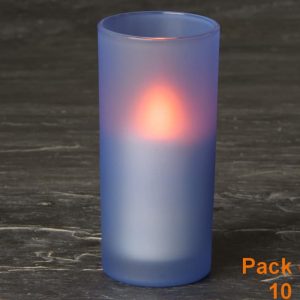 Blue Frosted Glass & Battery operated candle SC2202