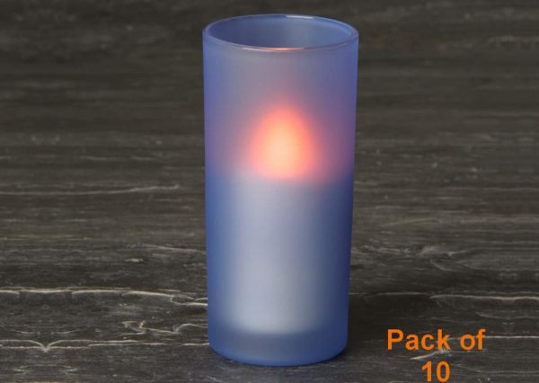 Blue Frosted Glass & Battery operated candle SC2202