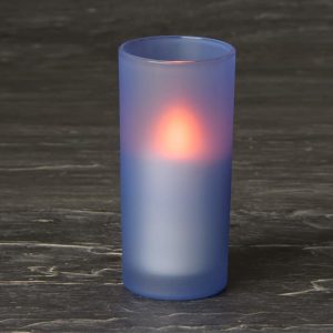 Blue Frosted Glass & Battery operated candle SC2202