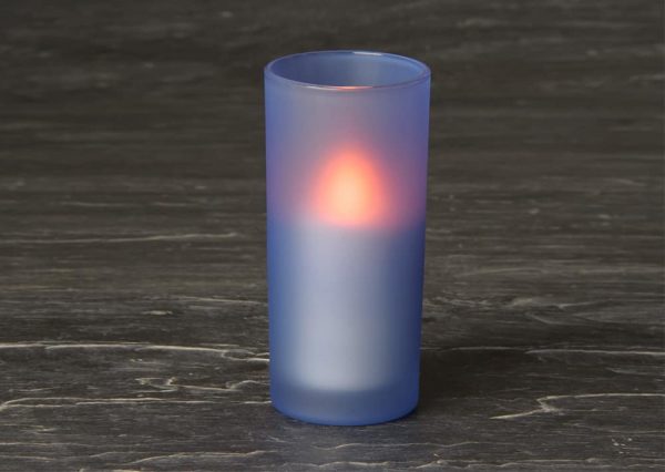 Blue Frosted Glass & Battery operated candle SC2202