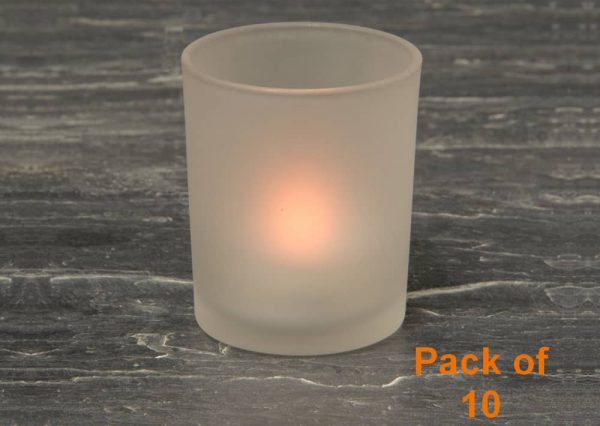 Frosted Glass Holder and Amber Flame  Tea Light SC2621A