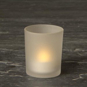 Frosted Glass Holder and Amber Flame  Tea Light SC2621A