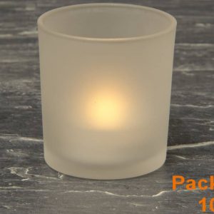 Warm White Tea Light & Frosted Glass Holder SC2621
