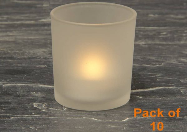 Warm White Tea Light & Frosted Glass Holder SC2621