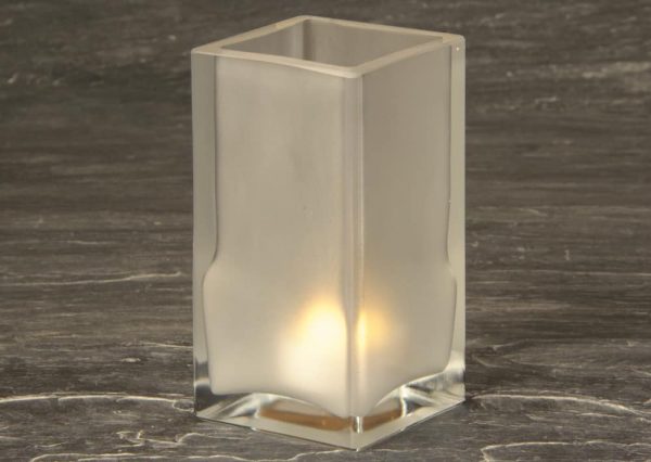 White Cube Glass candle Holder SCH8660-01