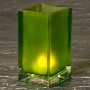 Green Cube Glass candle Holder SCH8660-03