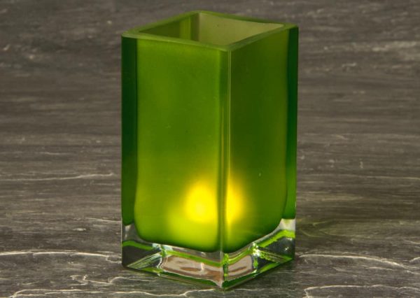Green Cube Glass candle Holder SCH8660-03
