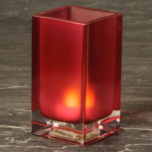 Burgundy Cube Glass Candle Holder SCH8660-04