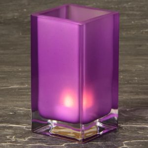 Violet Cube Glass Candle Holder SCH8660-06