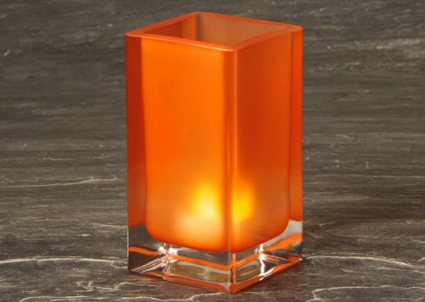 Orange Cube Glass Candle Holder SCH8660-08