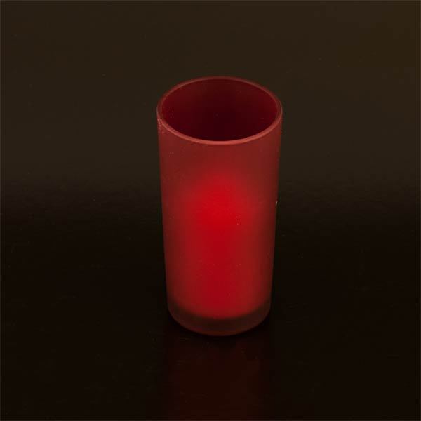 Red Frosted Glass & Battery operated candle SC2200