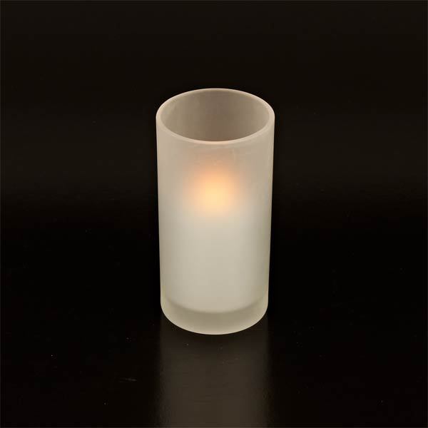 White Frosted Glass & Battery operated candle SC2201