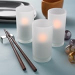 White Frosted Glass & Battery operated candle SC2201