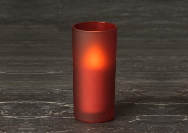 Red Frosted Glass Candle Holder SC401