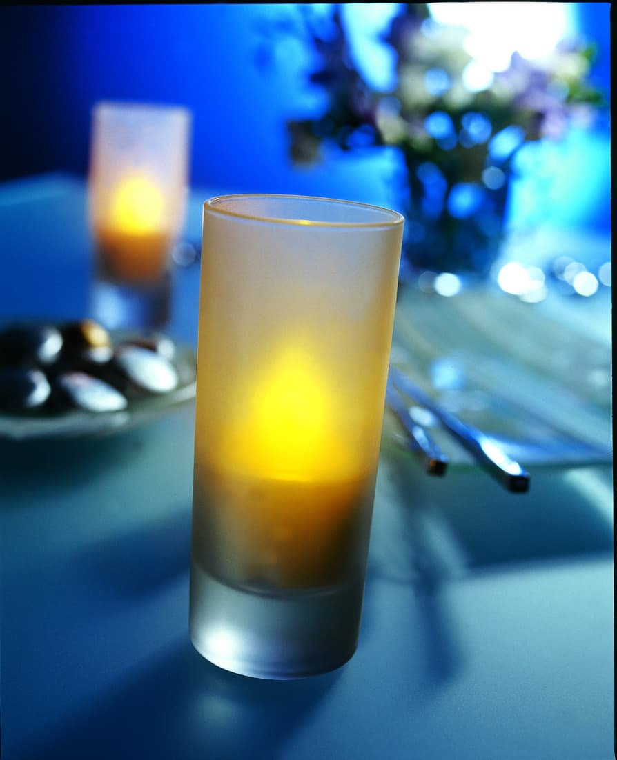 SC2540 Value Rechargeable LED Candle Amber Flame & Glass Holders 12 Set
