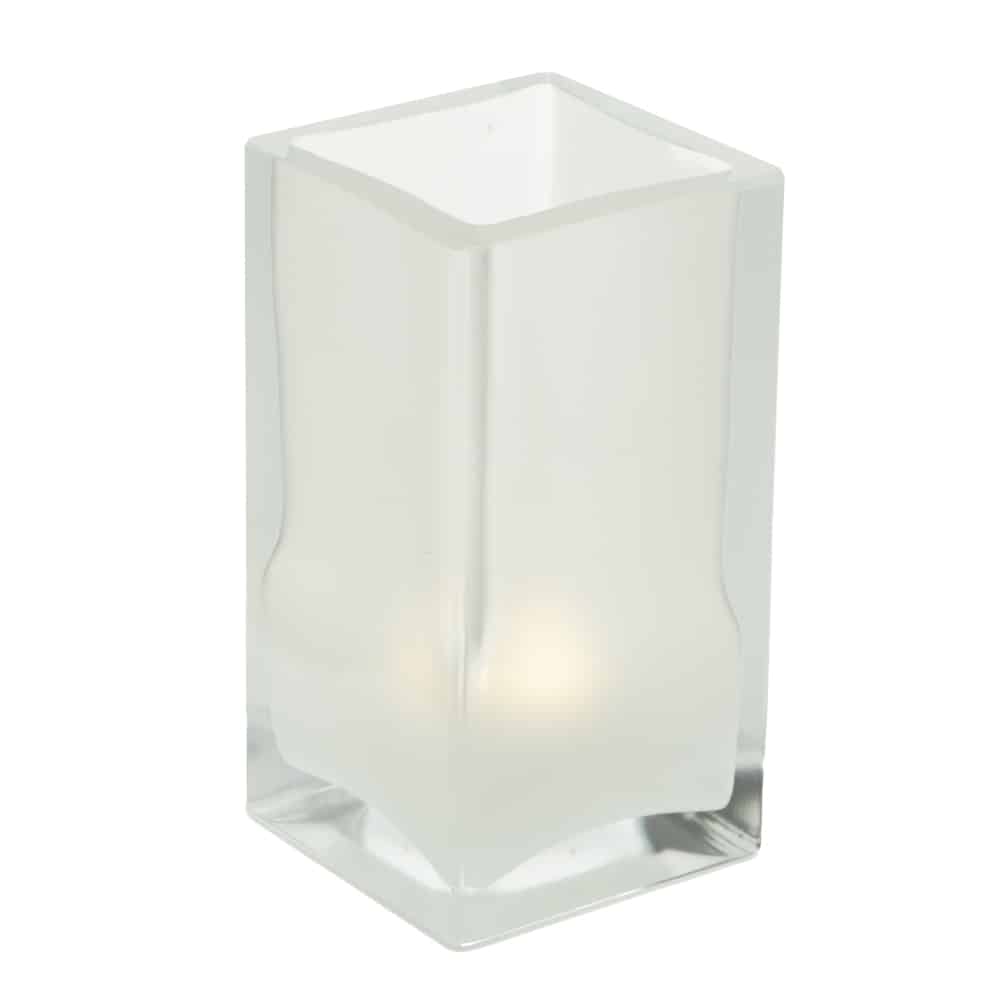 White Cube Glass candle Holder SCH8660-01