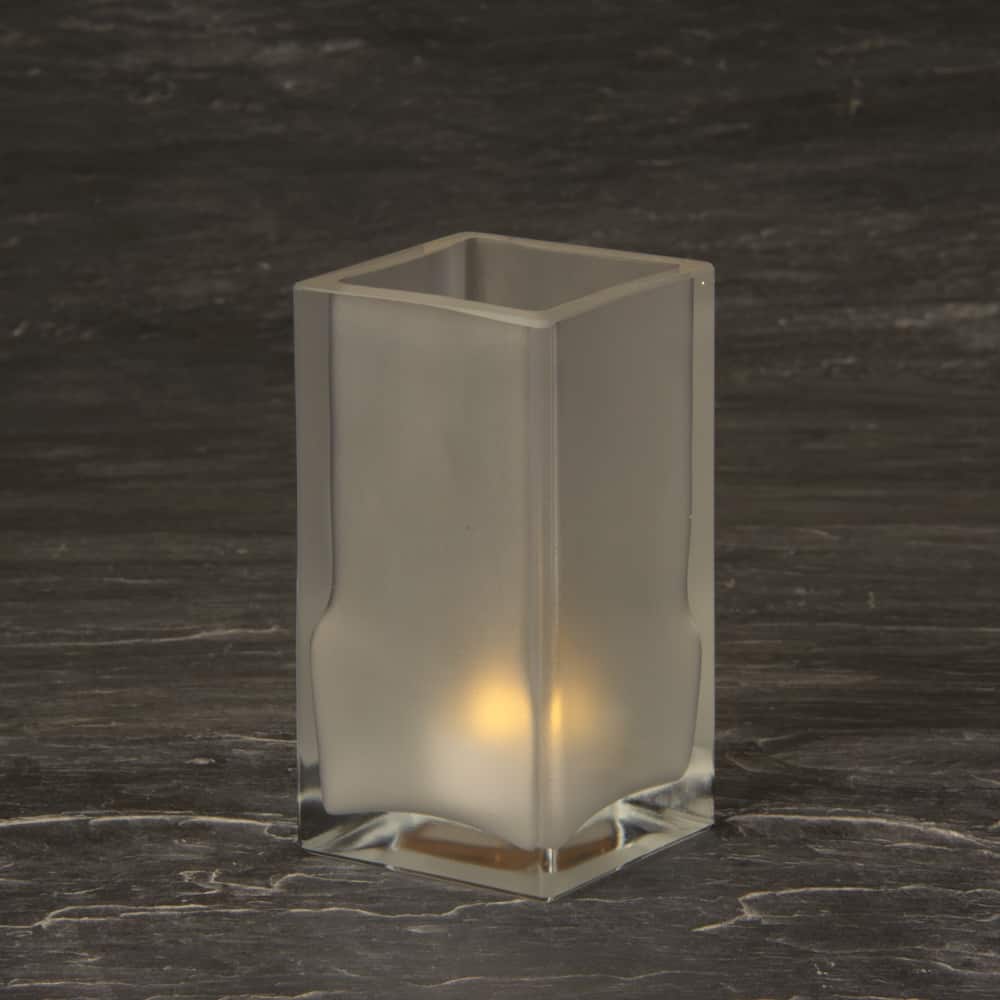 White Cube Glass candle Holder SCH8660-01