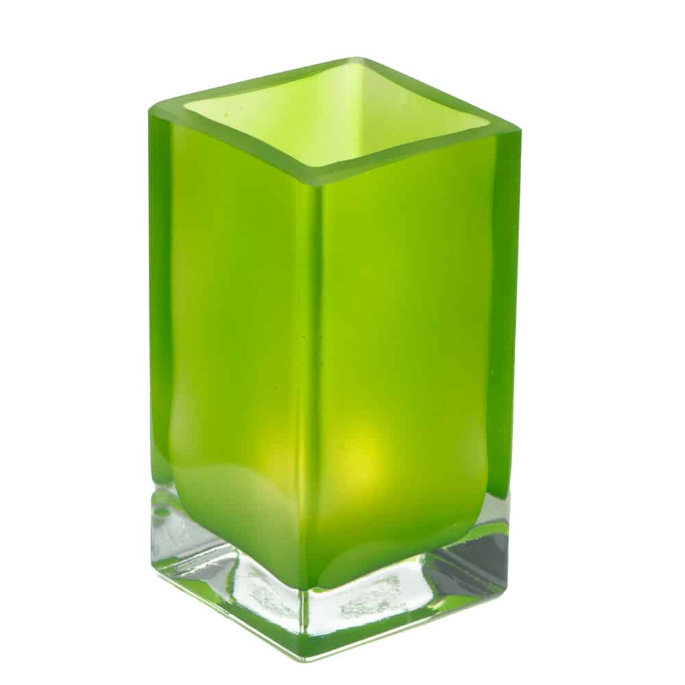 Green Cube Glass candle Holder SCH8660-03