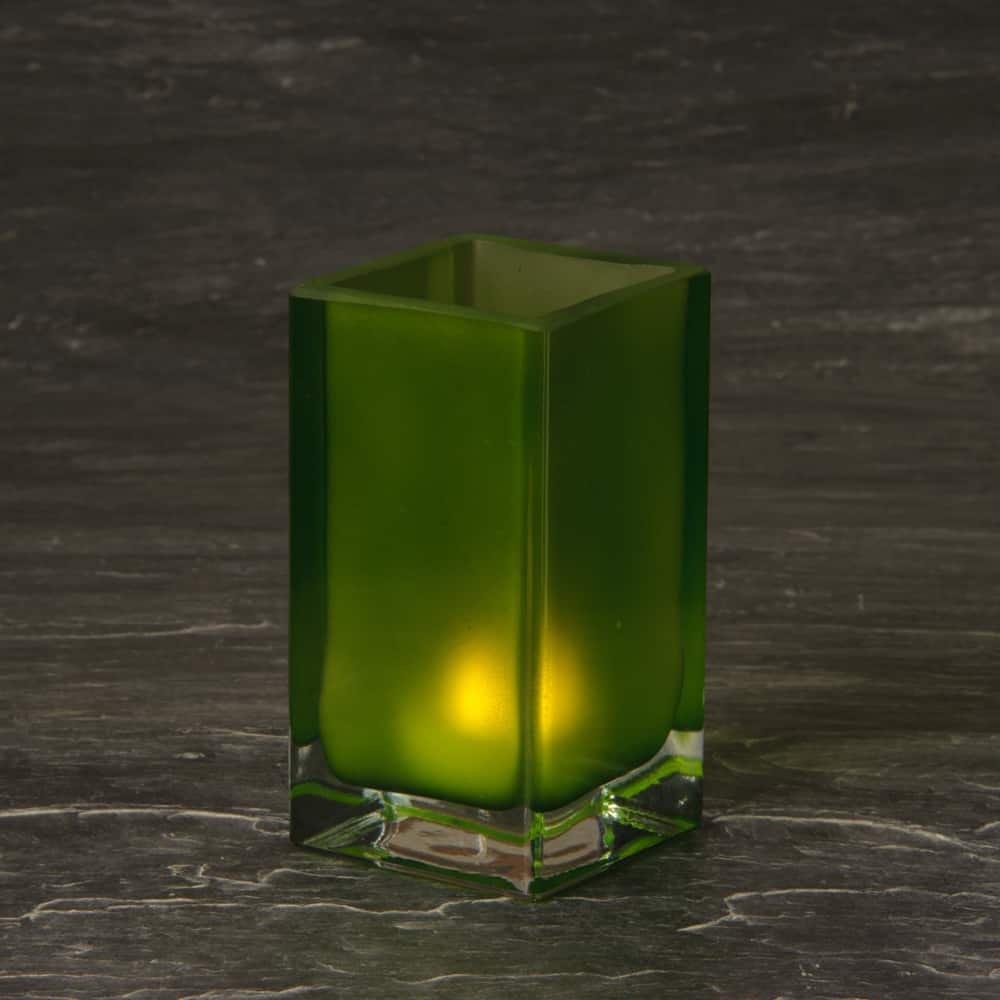 Green Cube Glass candle Holder SCH8660-03