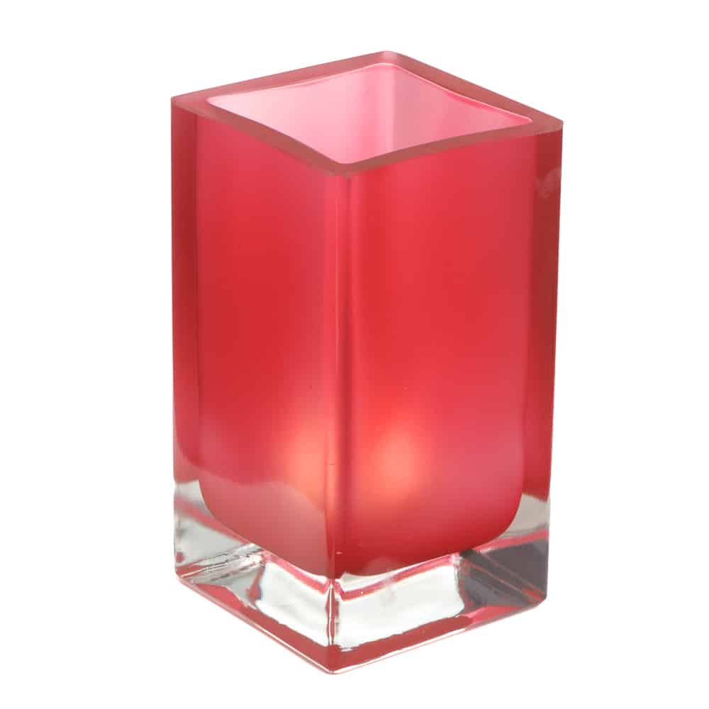 Burgundy Cube Glass Candle Holder SCH8660-04