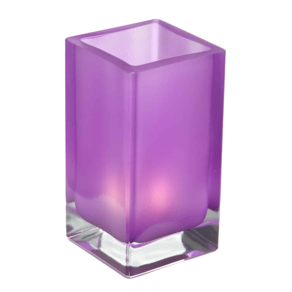 Violet Cube Glass Candle Holder SCH8660-06