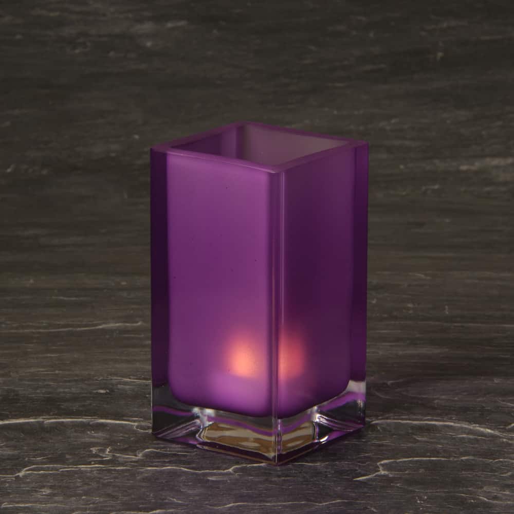Violet Cube Glass Candle Holder SCH8660-06