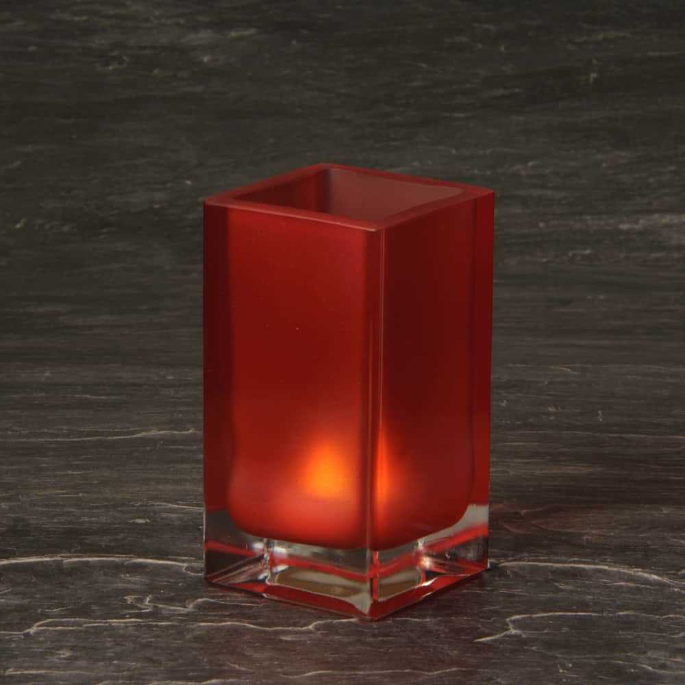 Red Cube Glass Candle Holder SCH8660-07