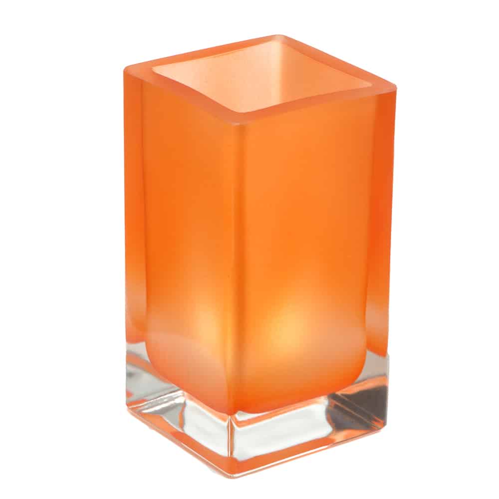 Orange Cube Glass Candle Holder SCH8660-08