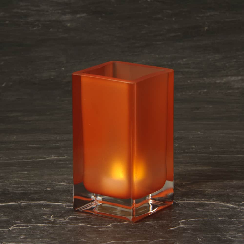 Orange Cube Glass Candle Holder SCH8660-08