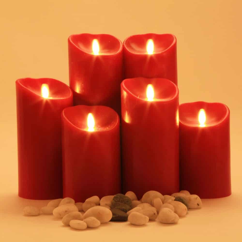 Red led deals pillar candles