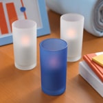 Blue Frosted Glass & Battery operated candle SC2202