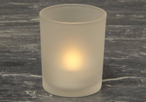 Frosted Glass Holder and Warm White Tea Light SC2621WW