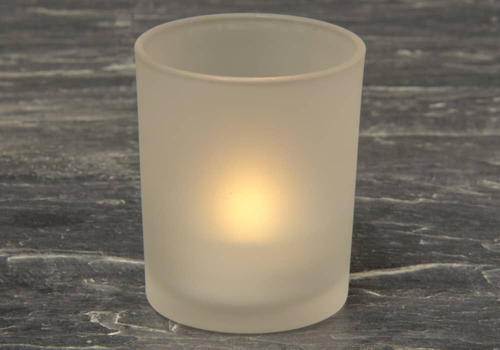 Tea Light Warm White LED Flame Frosted Glass Holder SC2621WW