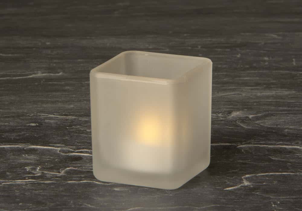 Frosted Glass Cube Tea Light Candle Holder (SC660) Smart Candle