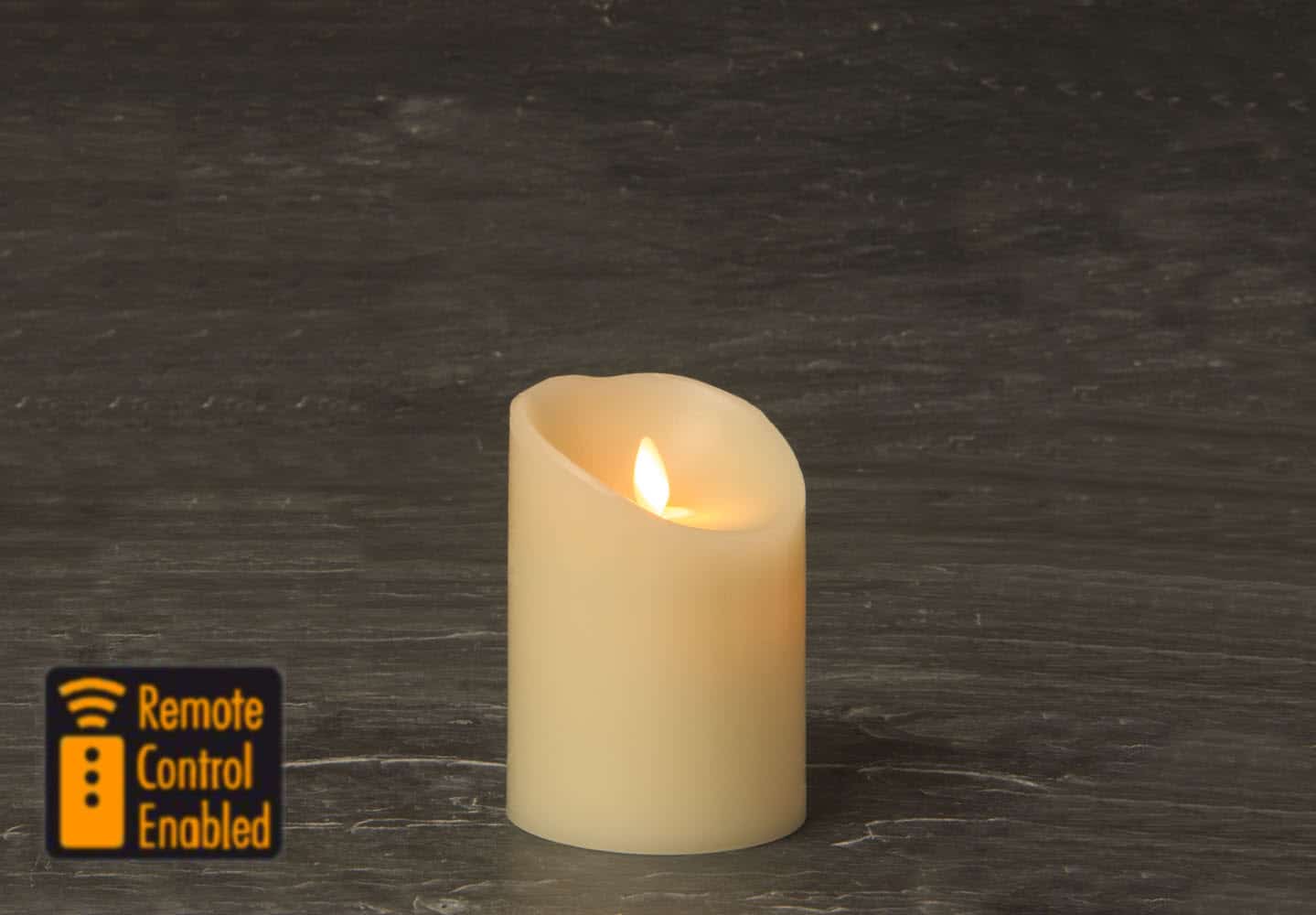 3.5" x 5" Luminara Ivory Wax Pillar Candle with IR (SLUM355-I)