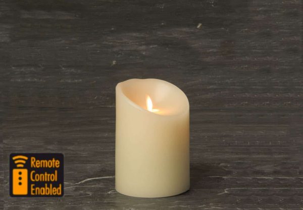 4" x 5" Luminara Ivory Wax Pillar Candle - IR Enabled (SLUM45-IR)