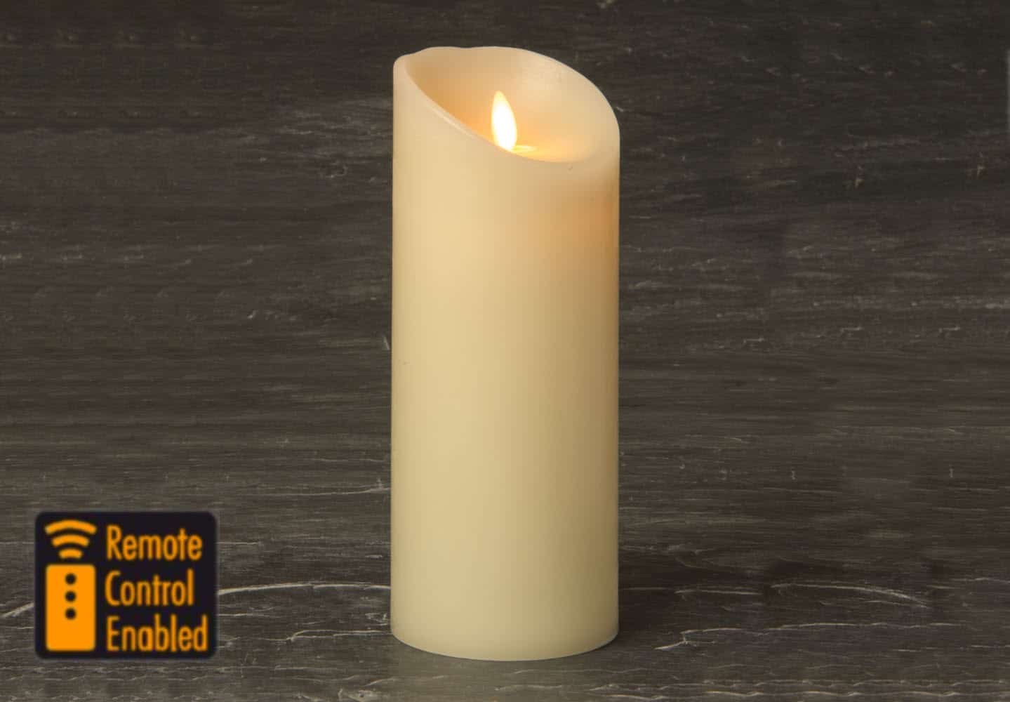 3.5" x 9" Luminara Ivory Wax Pillar Candle with IR (SLUM359-I)