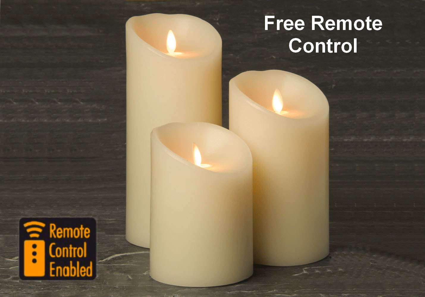 Set Of 3 4 Inch Ivory Wax Led Battery Candles With Moving Flames