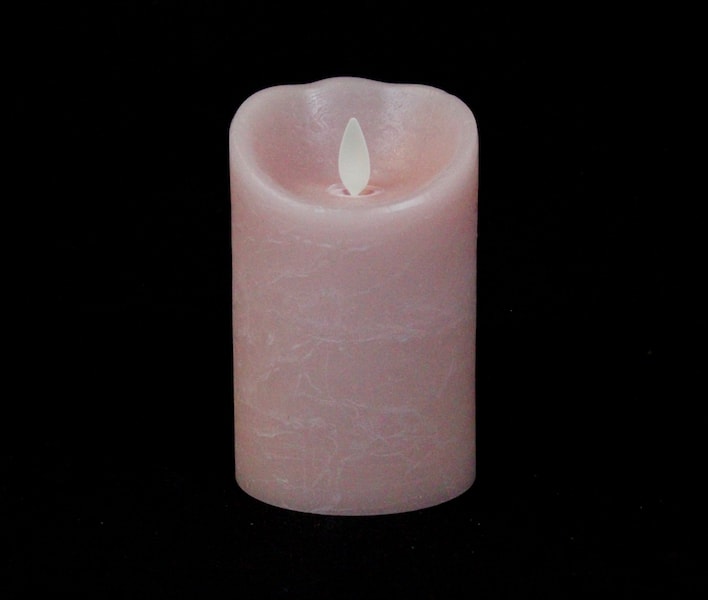 3 Inch by 5 Inch Pink Wax LED Battery Candle With Moving Flame